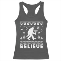 Funny Hanukkah Bigfoot Racerback Tank Top Believe Ugly Sweater Jewish Holiday Gift - Wonder Print Shop