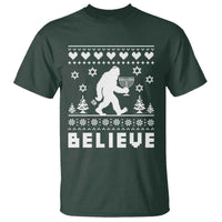 Funny Hanukkah Bigfoot T Shirt Believe Ugly Sweater Jewish Holiday Gift - Wonder Print Shop