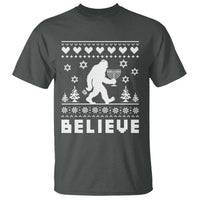Funny Hanukkah Bigfoot T Shirt Believe Ugly Sweater Jewish Holiday Gift - Wonder Print Shop