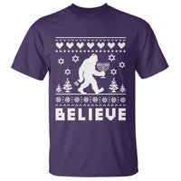 Funny Hanukkah Bigfoot T Shirt Believe Ugly Sweater Jewish Holiday Gift - Wonder Print Shop