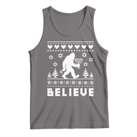 Funny Hanukkah Bigfoot Tank Top Believe Ugly Sweater Jewish Holiday Gift - Wonder Print Shop