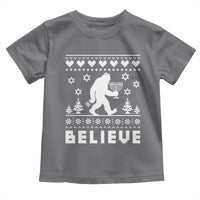 Funny Hanukkah Bigfoot Toddler T Shirt Believe Ugly Sweater Jewish Holiday Gift - Wonder Print Shop