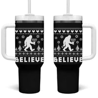 Funny Hanukkah Bigfoot Tumbler With Handle Believe Ugly Sweater Jewish Holiday Gift - Wonder Print Shop