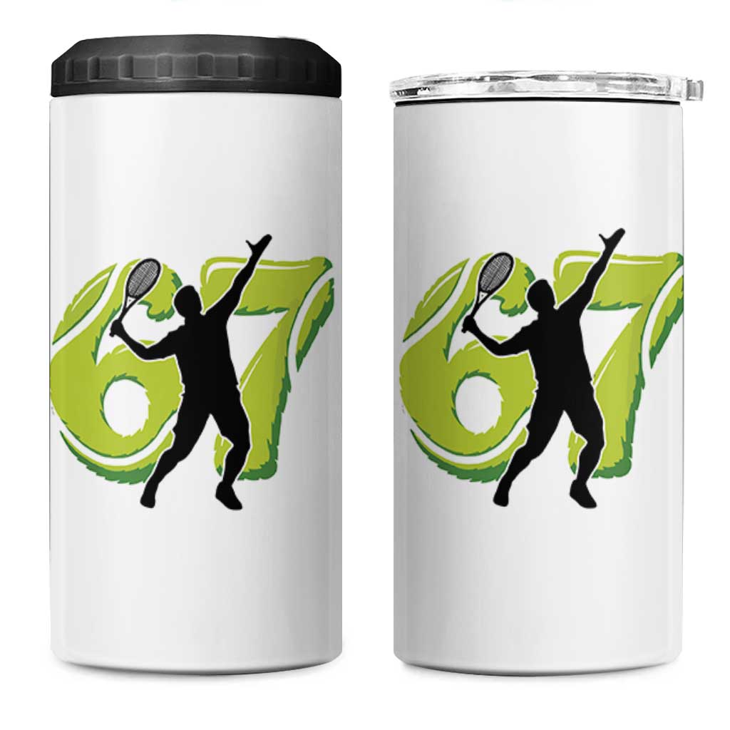 Funny Gen Z Alpha Gift 4 in 1 Can Cooler Tumbler Six Seven Meme Tennis Lover - Wonder Print Shop