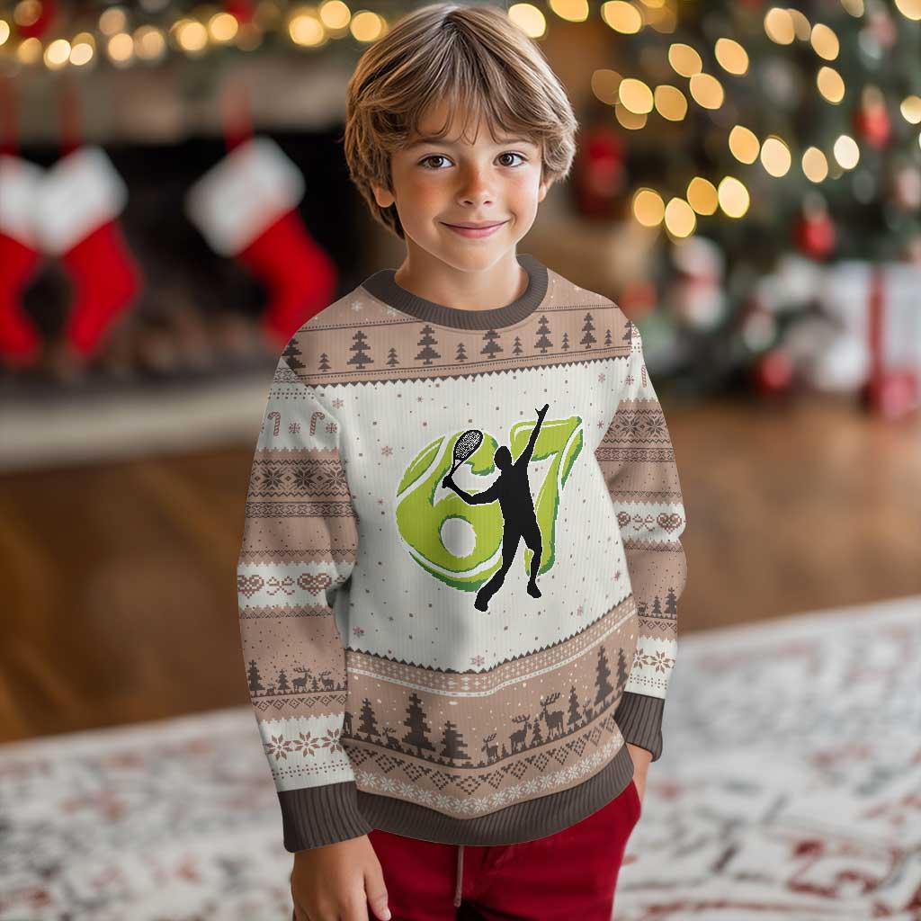 Funny Gen Z Alpha Gift Ugly Christmas Sweater Six Seven Meme Tennis Lover - Wonder Print Shop