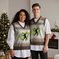 Funny Gen Z Alpha Gift V-Neck Knit Sweater Vest Six Seven Meme Tennis Lover - Wonder Print Shop