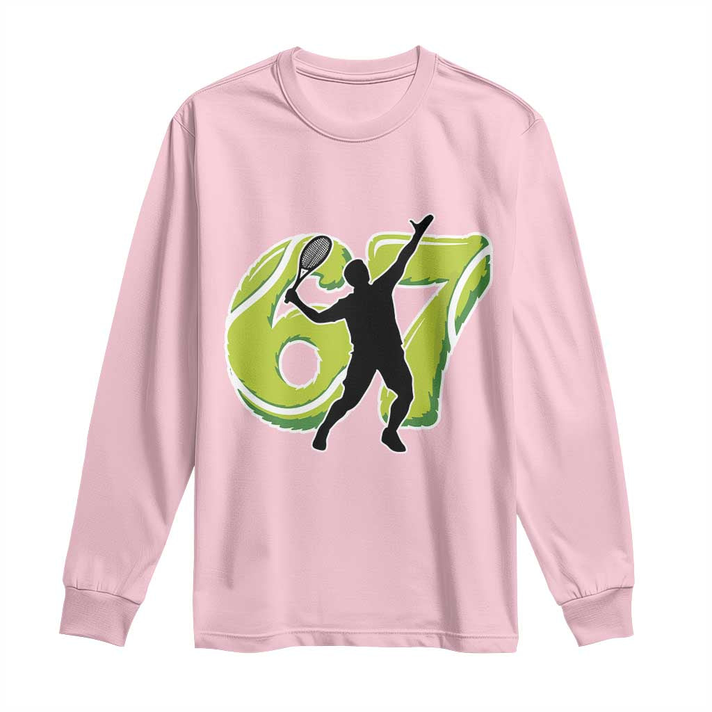 Funny Gen Z Alpha Gift Long Sleeve Shirt Six Seven Meme Tennis Lover - Wonder Print Shop