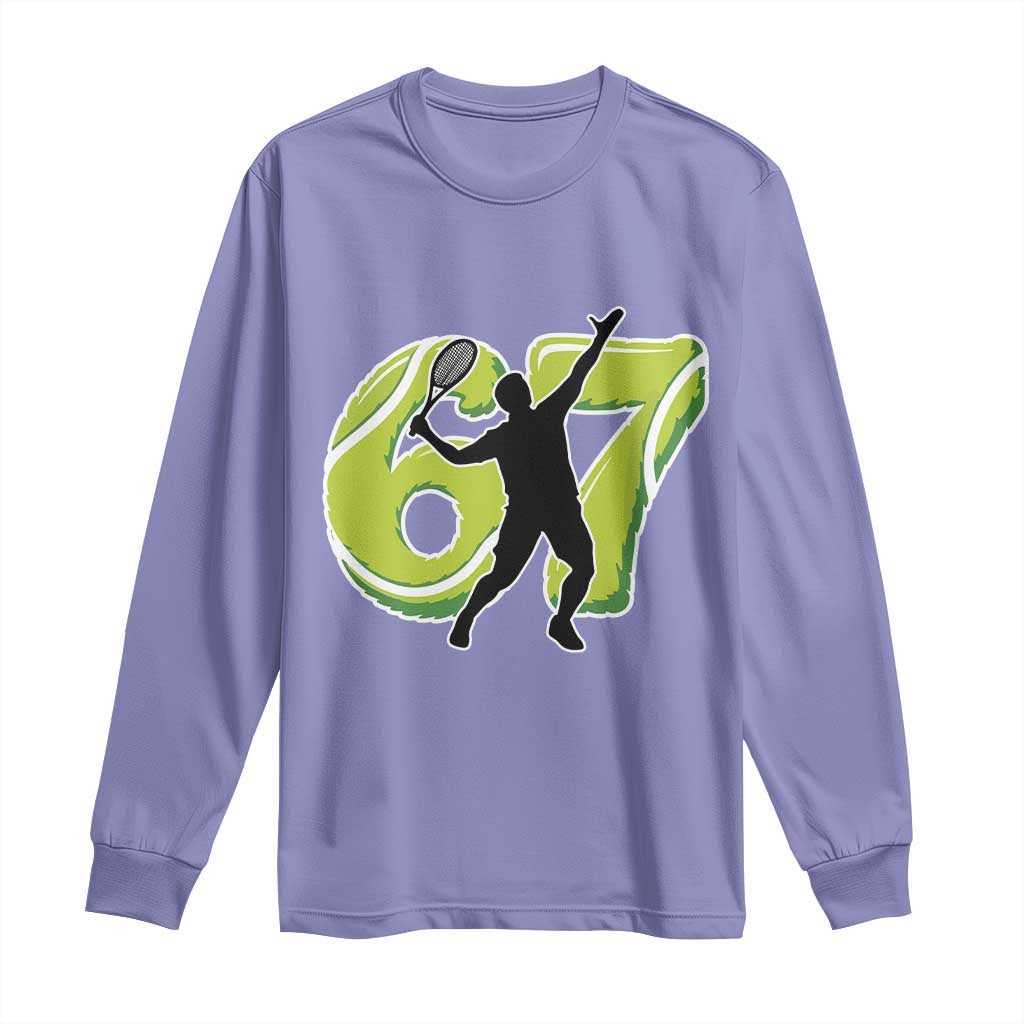 Funny Gen Z Alpha Gift Long Sleeve Shirt Six Seven Meme Tennis Lover - Wonder Print Shop