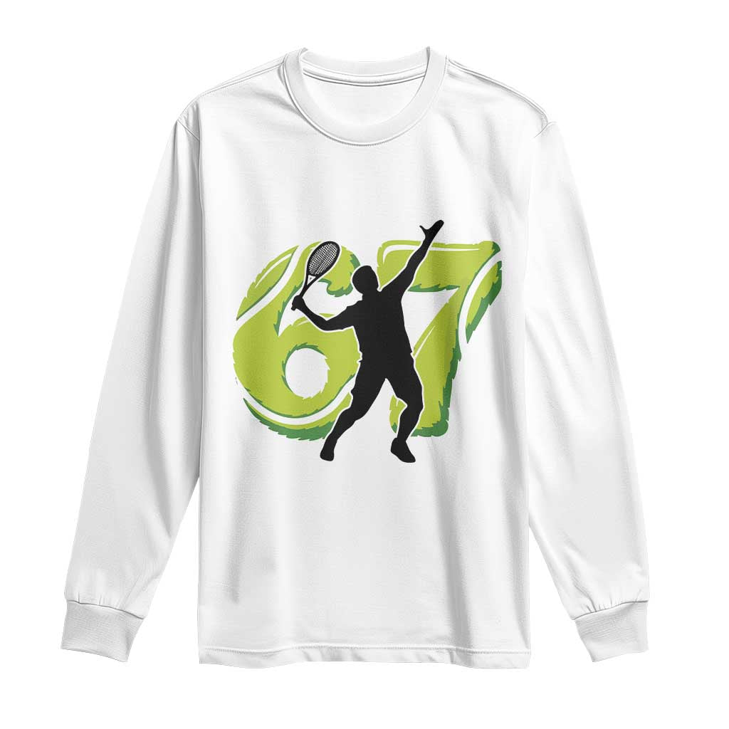 Funny Gen Z Alpha Gift Long Sleeve Shirt Six Seven Meme Tennis Lover - Wonder Print Shop