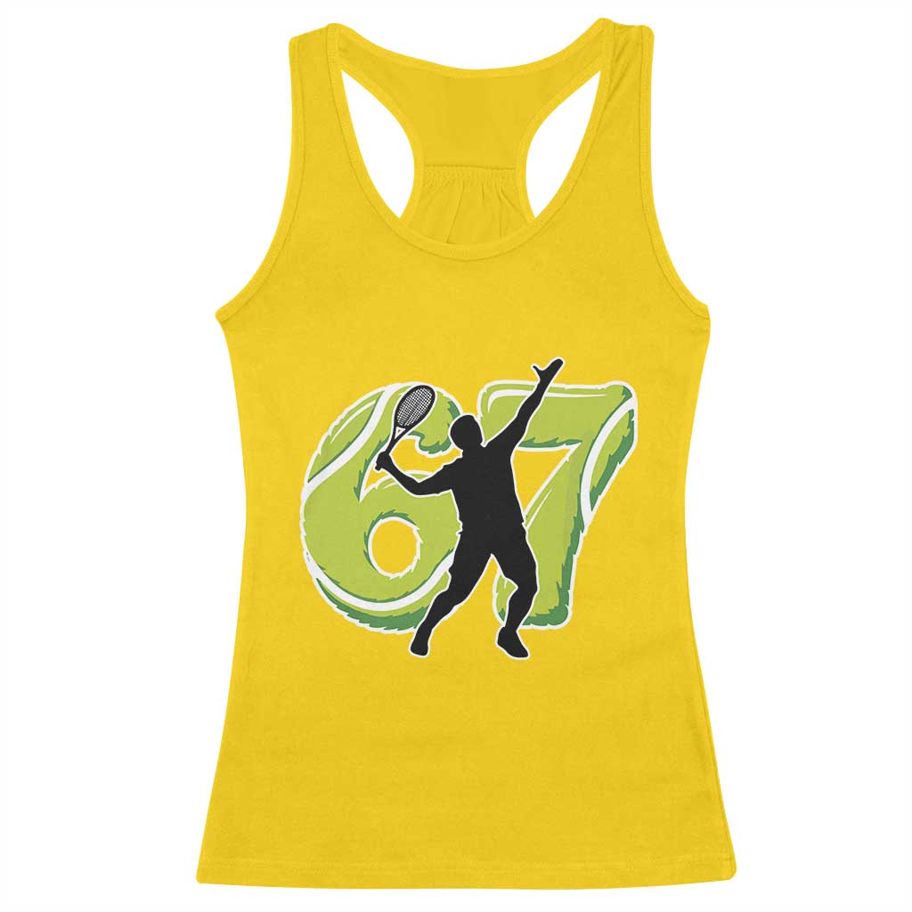 Funny Gen Z Alpha Gift Racerback Tank Top Six Seven Meme Tennis Lover - Wonder Print Shop
