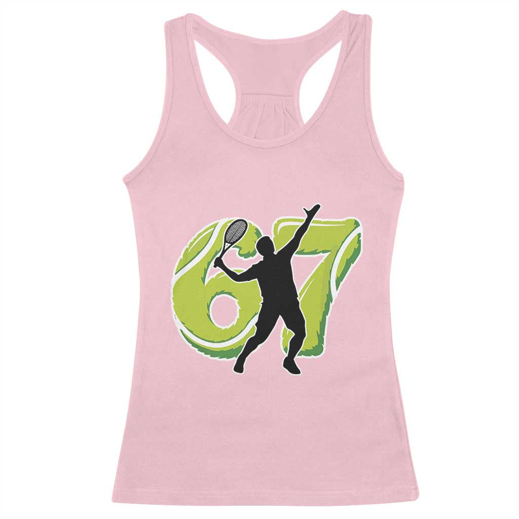 Funny Gen Z Alpha Gift Racerback Tank Top Six Seven Meme Tennis Lover - Wonder Print Shop