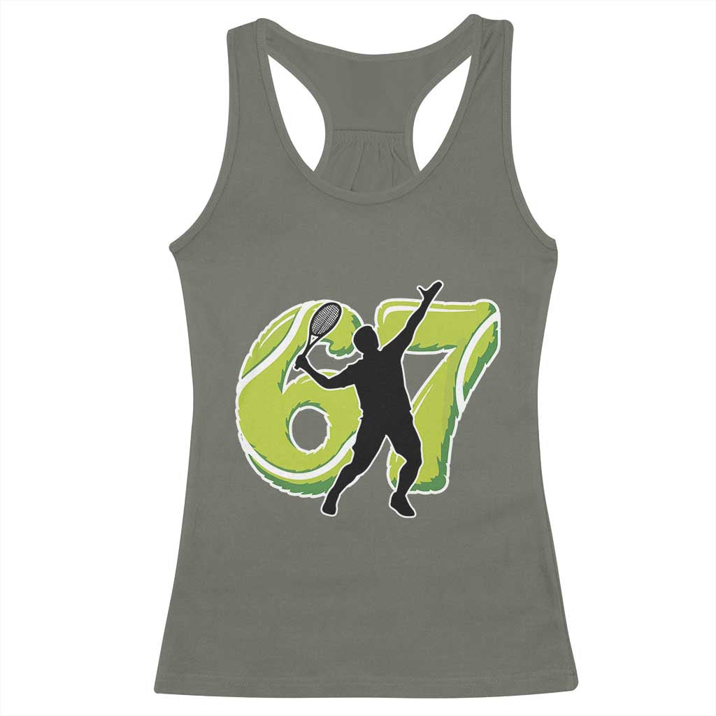 Funny Gen Z Alpha Gift Racerback Tank Top Six Seven Meme Tennis Lover - Wonder Print Shop