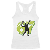 Funny Gen Z Alpha Gift Racerback Tank Top Six Seven Meme Tennis Lover - Wonder Print Shop