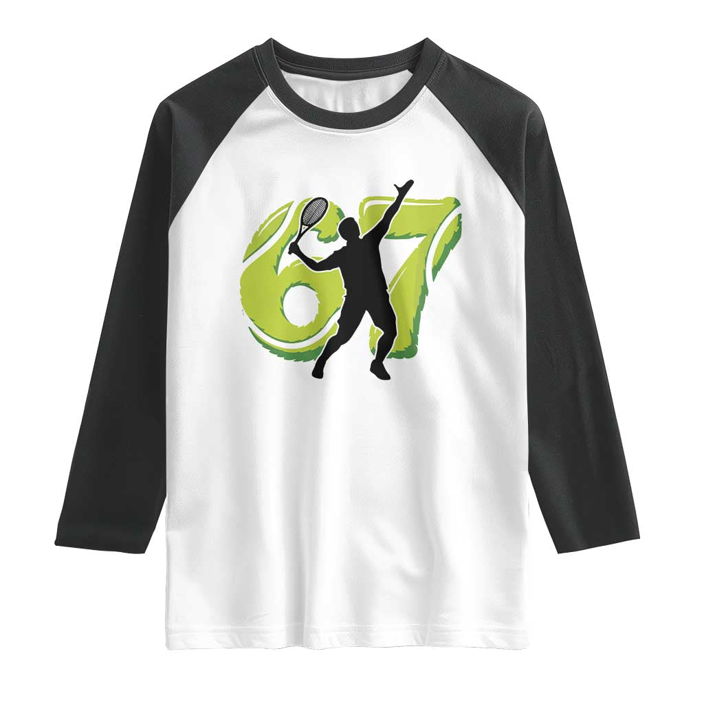 Funny Gen Z Alpha Gift Raglan Shirt Six Seven Meme Tennis Lover - Wonder Print Shop