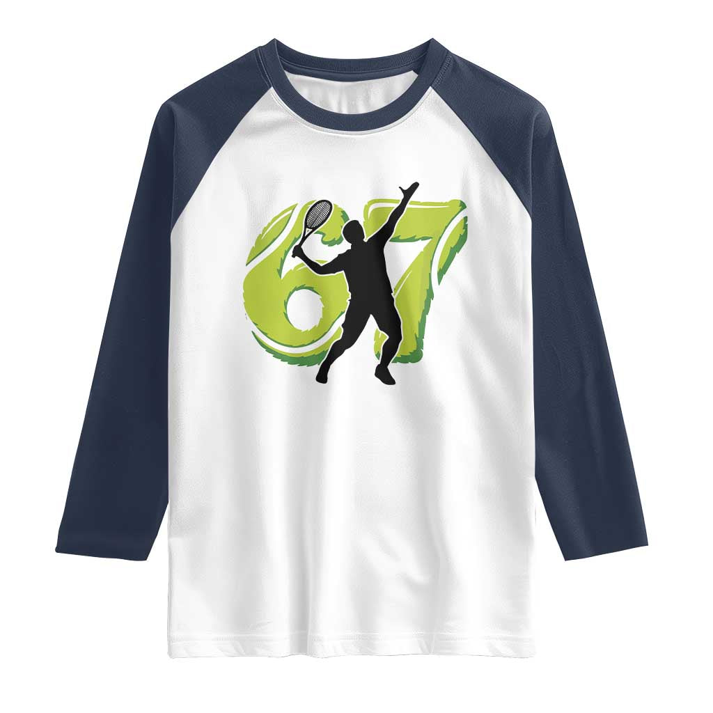 Funny Gen Z Alpha Gift Raglan Shirt Six Seven Meme Tennis Lover - Wonder Print Shop