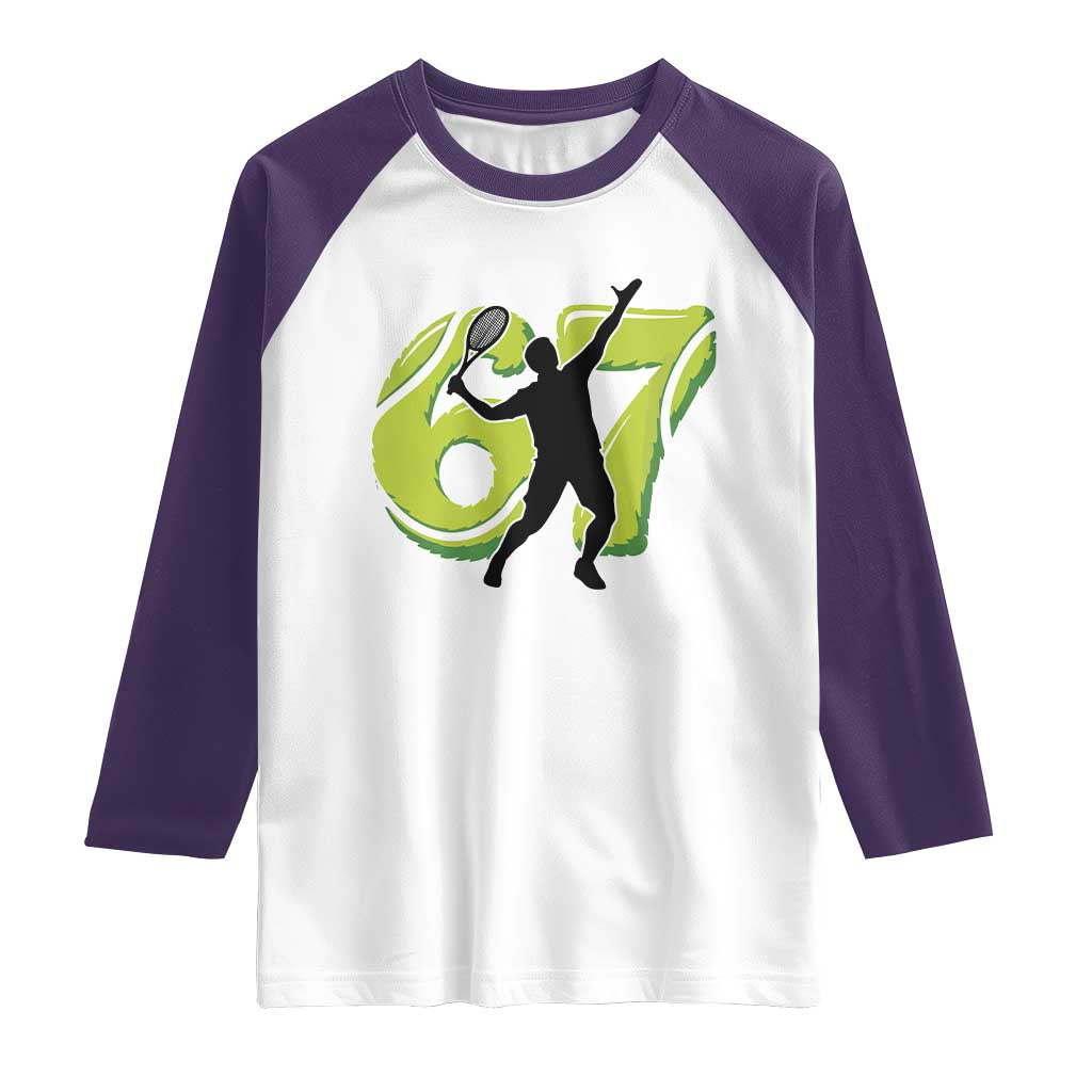 Funny Gen Z Alpha Gift Raglan Shirt Six Seven Meme Tennis Lover - Wonder Print Shop