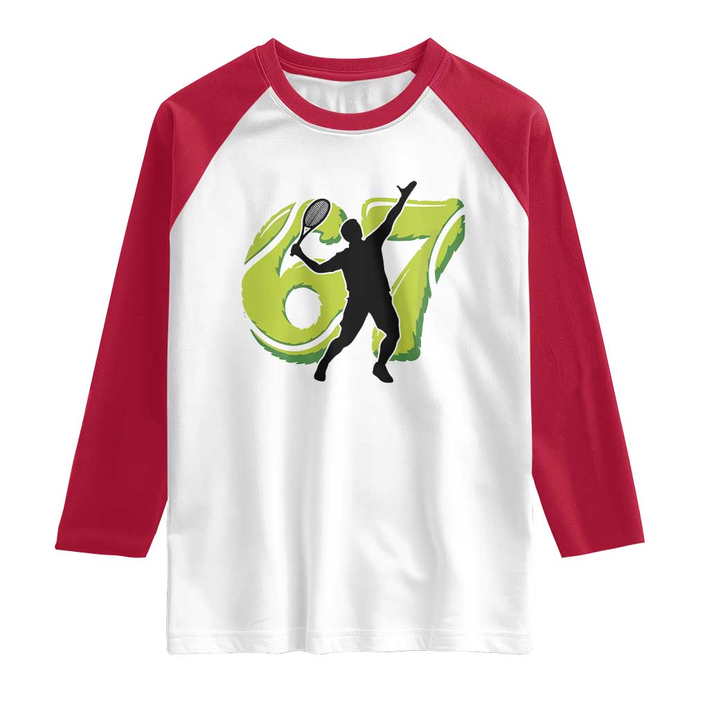 Funny Gen Z Alpha Gift Raglan Shirt Six Seven Meme Tennis Lover - Wonder Print Shop