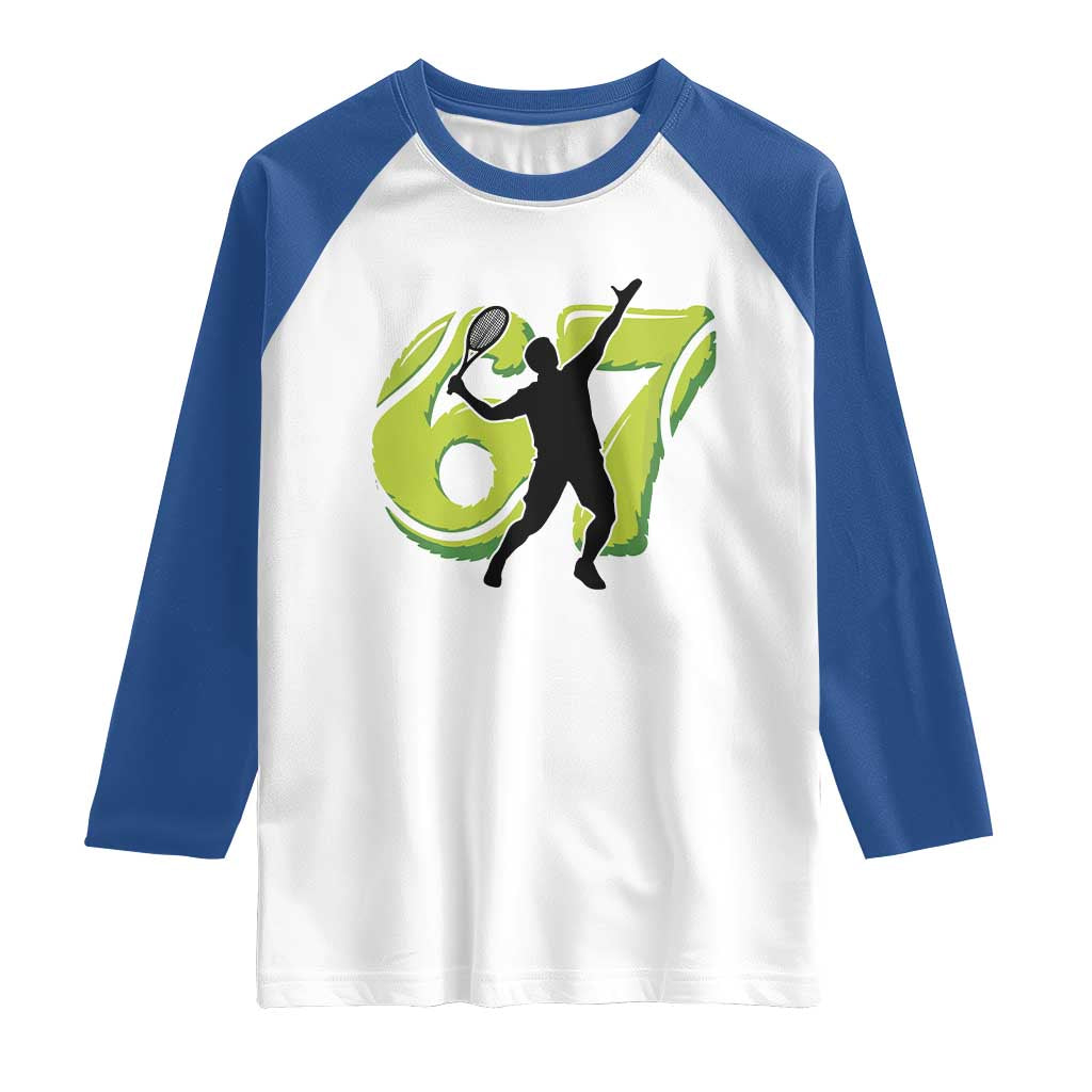 Funny Gen Z Alpha Gift Raglan Shirt Six Seven Meme Tennis Lover - Wonder Print Shop