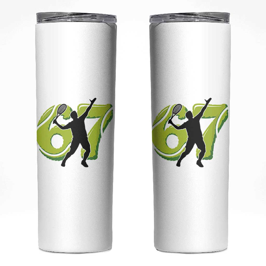 Funny Gen Z Alpha Gift Skinny Tumbler Six Seven Meme Tennis Lover - Wonder Print Shop