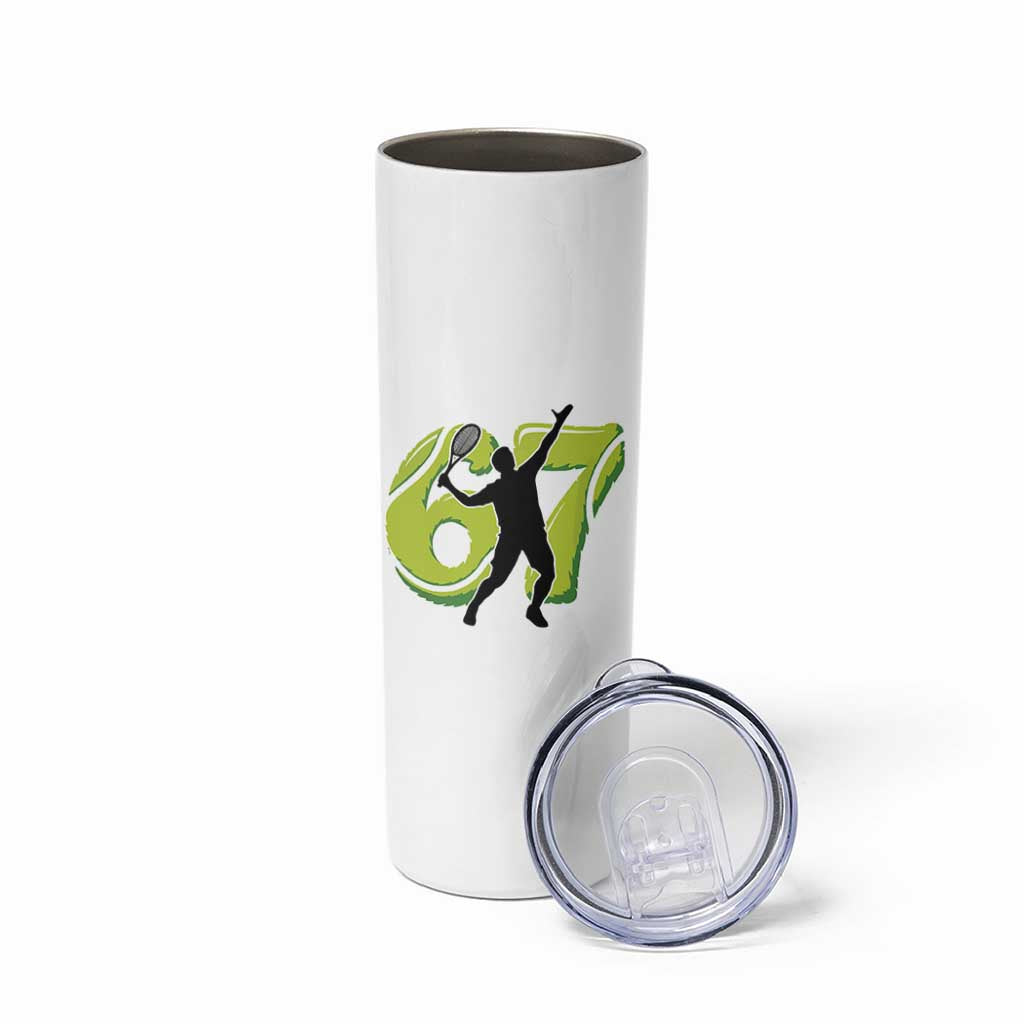 Funny Gen Z Alpha Gift Skinny Tumbler Six Seven Meme Tennis Lover - Wonder Print Shop