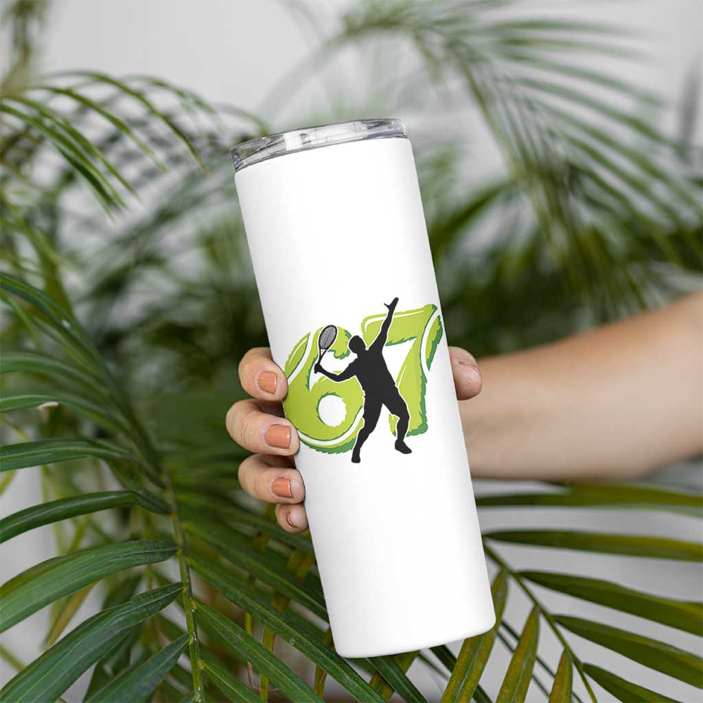 Funny Gen Z Alpha Gift Skinny Tumbler Six Seven Meme Tennis Lover - Wonder Print Shop