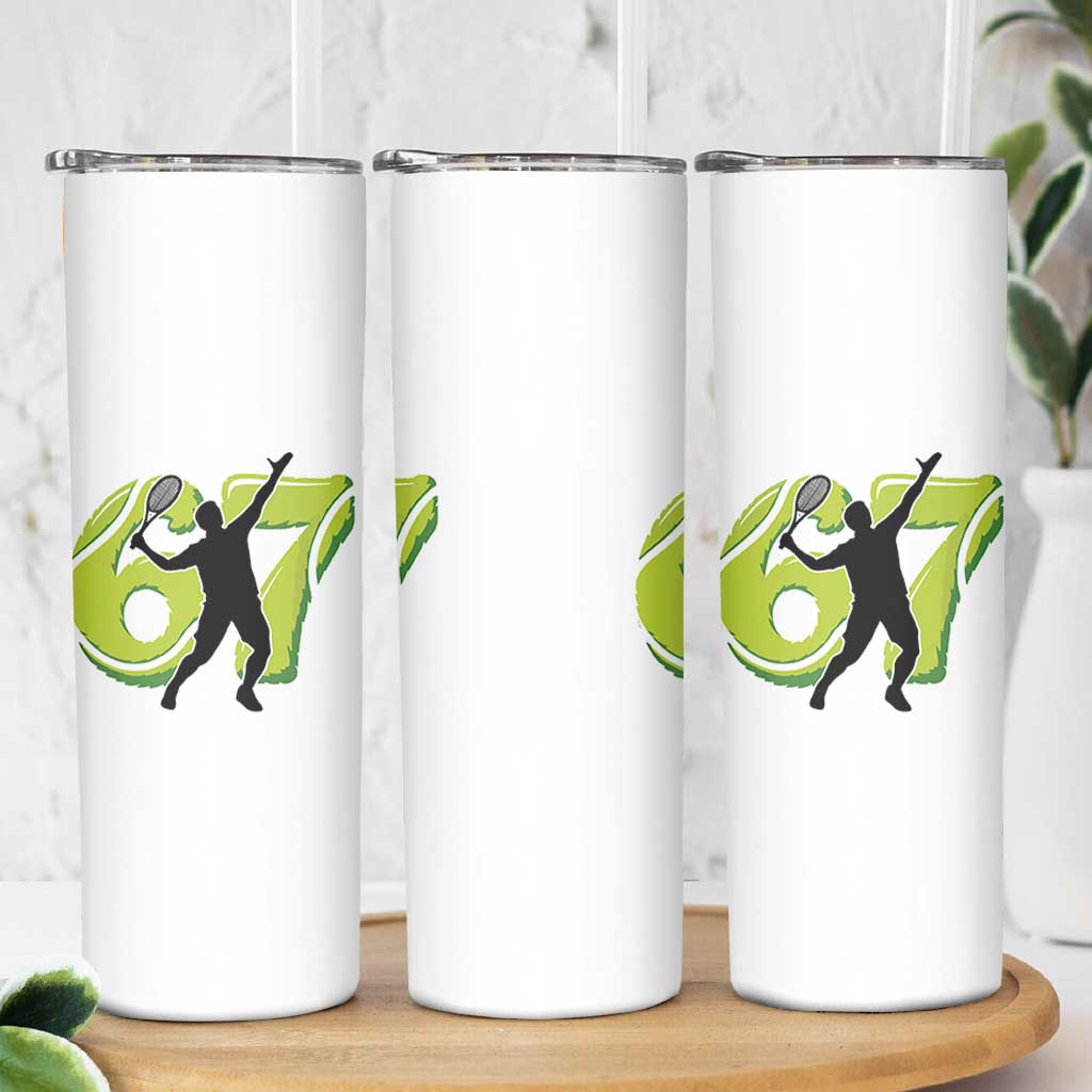 Funny Gen Z Alpha Gift Skinny Tumbler Six Seven Meme Tennis Lover - Wonder Print Shop