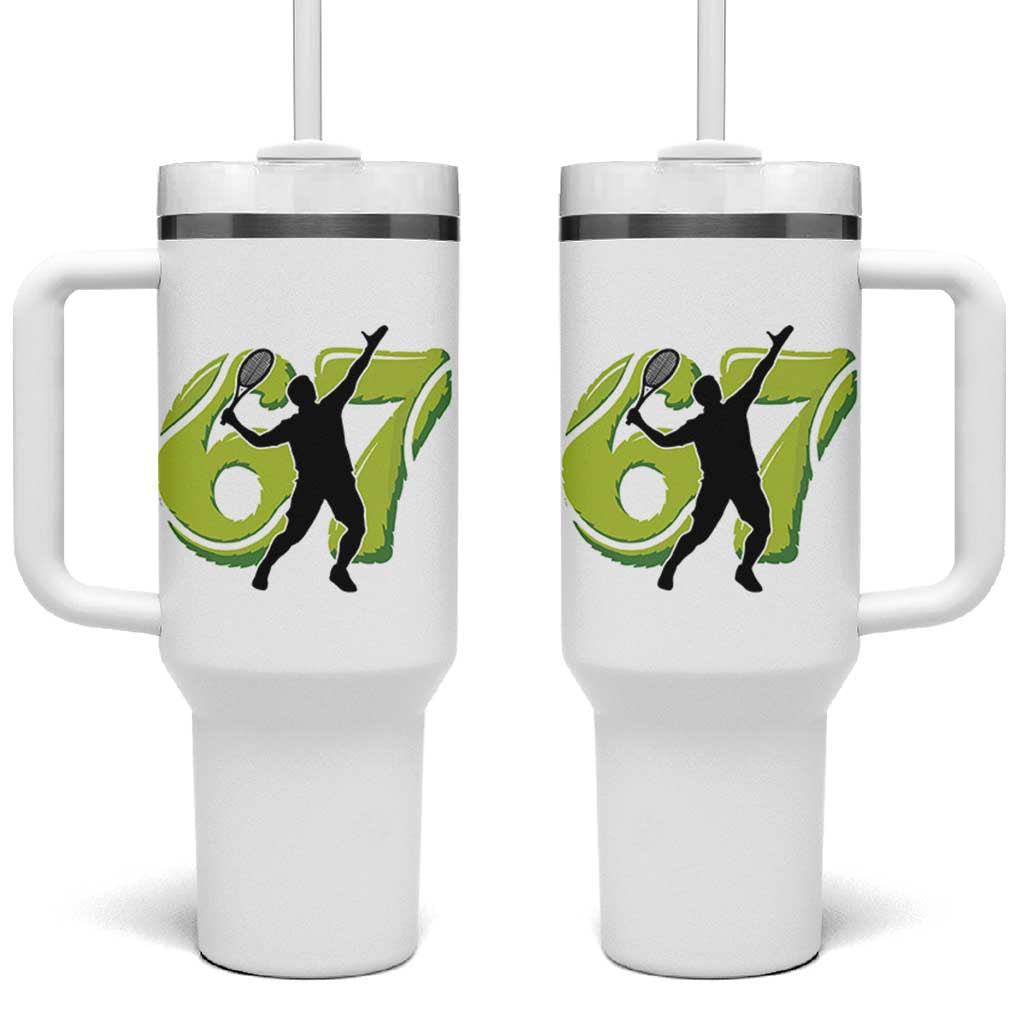 Funny Gen Z Alpha Gift Tumbler With Handle Six Seven Meme Tennis Lover - Wonder Print Shop