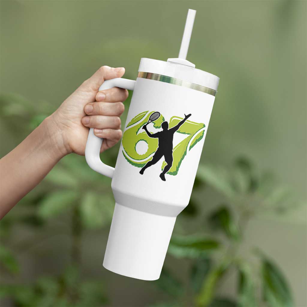 Funny Gen Z Alpha Gift Tumbler With Handle Six Seven Meme Tennis Lover - Wonder Print Shop