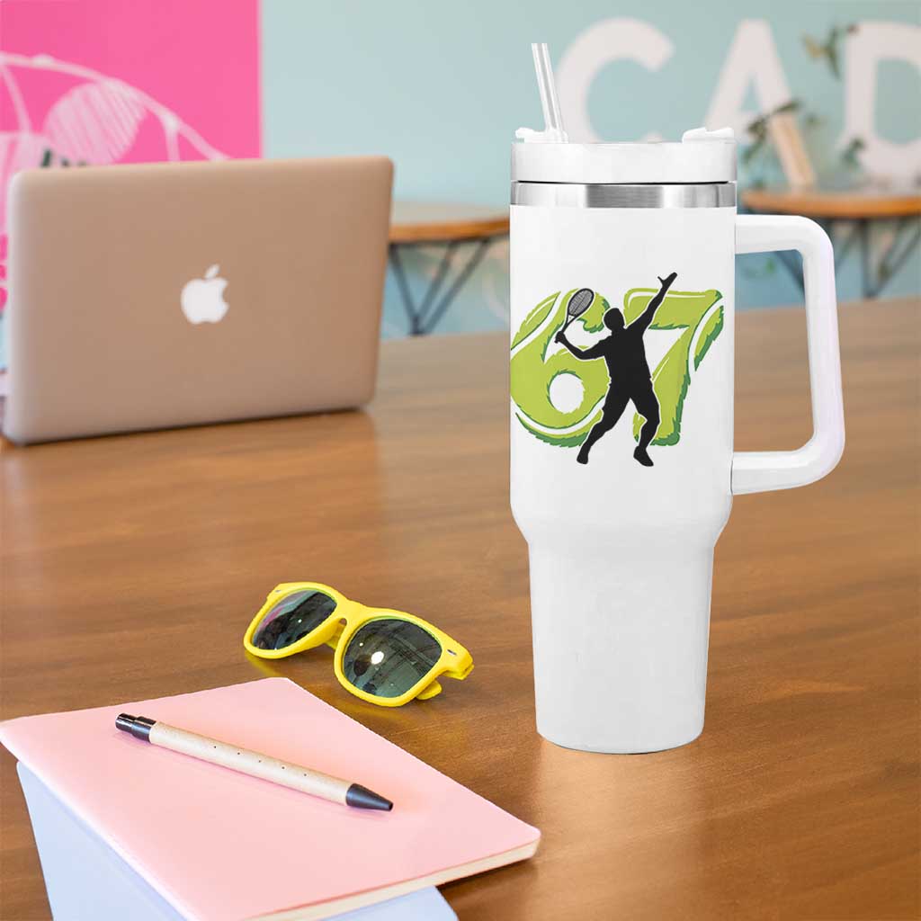 Funny Gen Z Alpha Gift Tumbler With Handle Six Seven Meme Tennis Lover - Wonder Print Shop