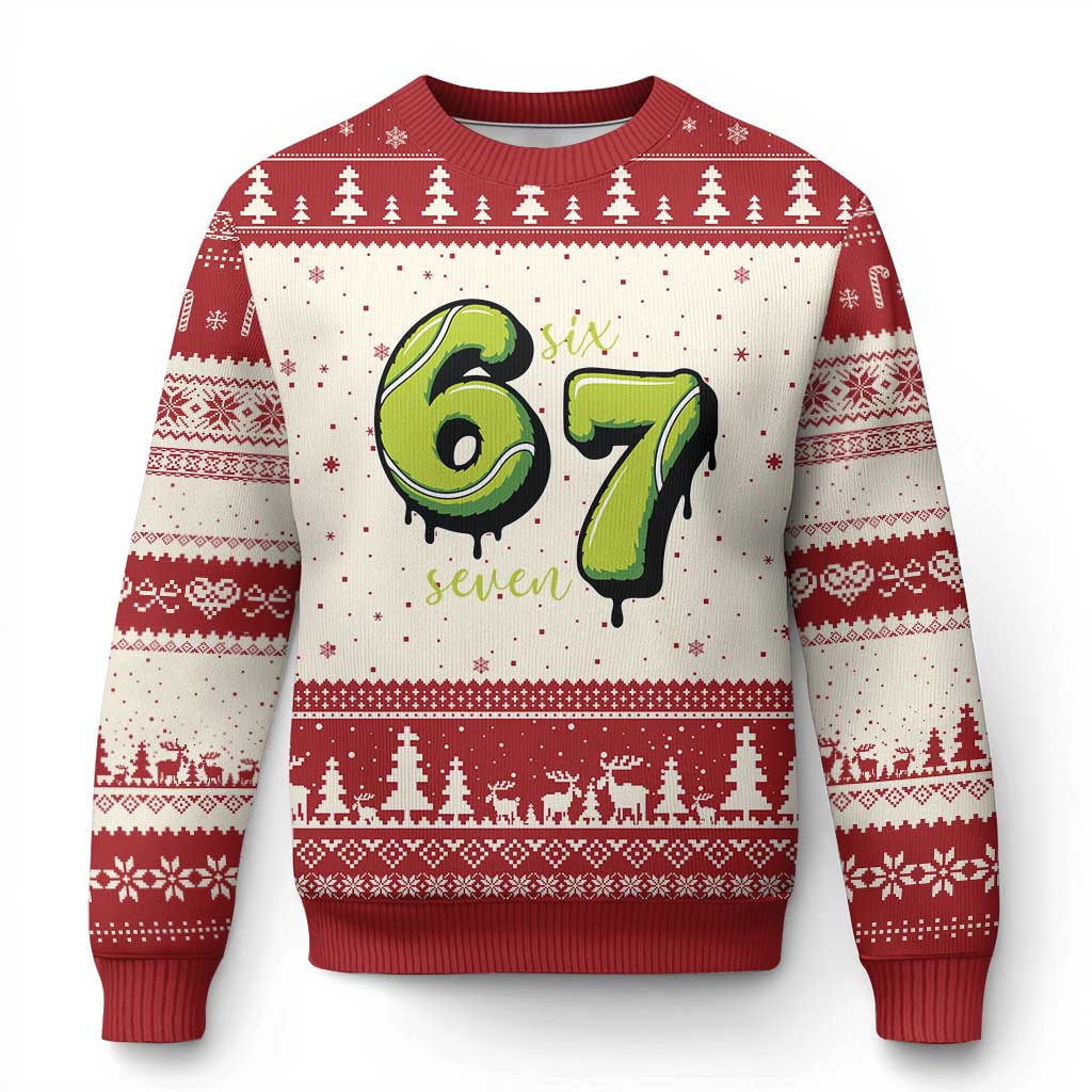 Six Seven Meme Tennis Lover Ugly Christmas Sweater Gen Alpha Slang Gift - Wonder Print Shop