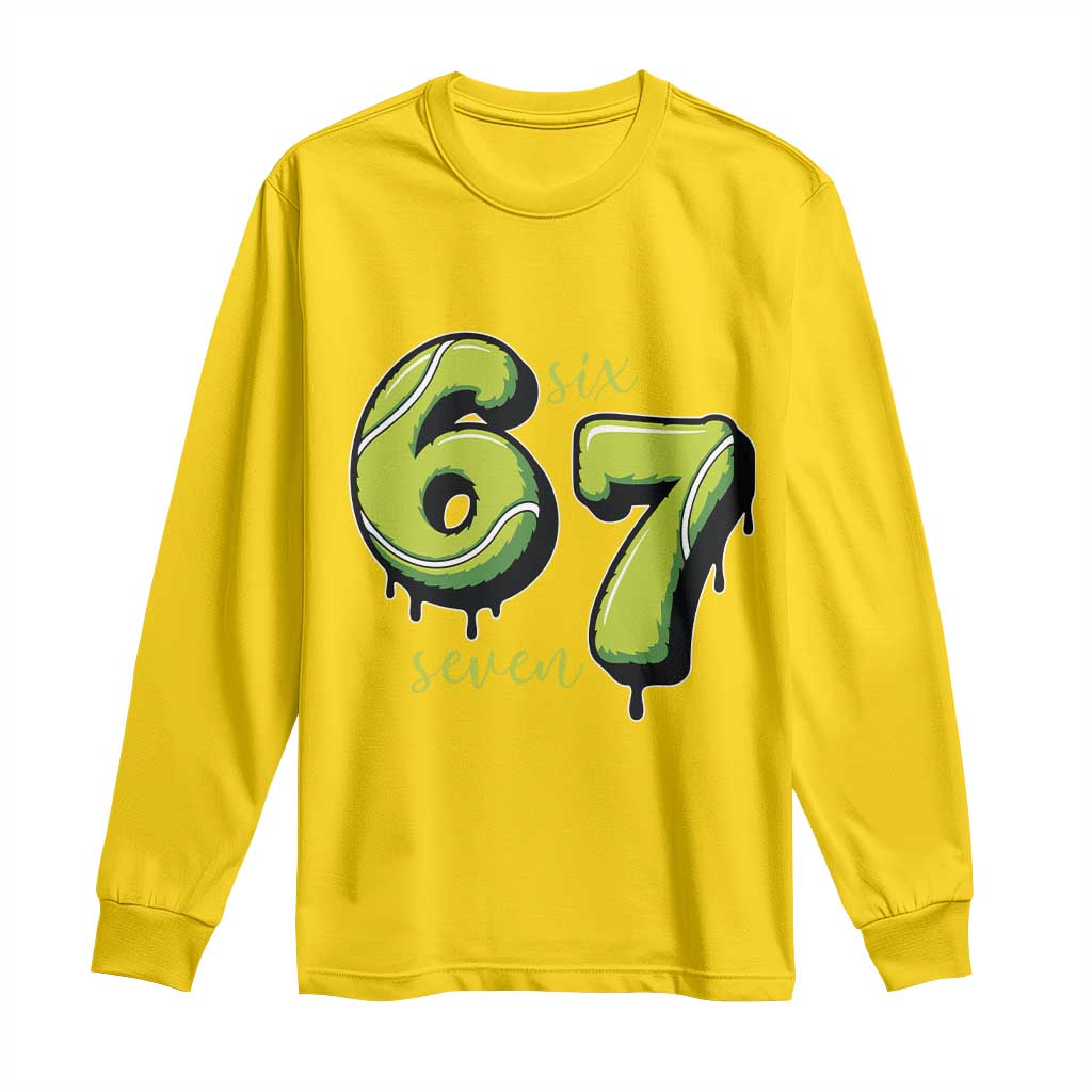 Six Seven Meme Tennis Lover Long Sleeve Shirt Gen Alpha Slang Gift - Wonder Print Shop
