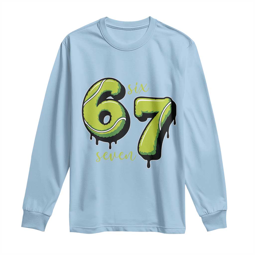 Six Seven Meme Tennis Lover Long Sleeve Shirt Gen Alpha Slang Gift - Wonder Print Shop