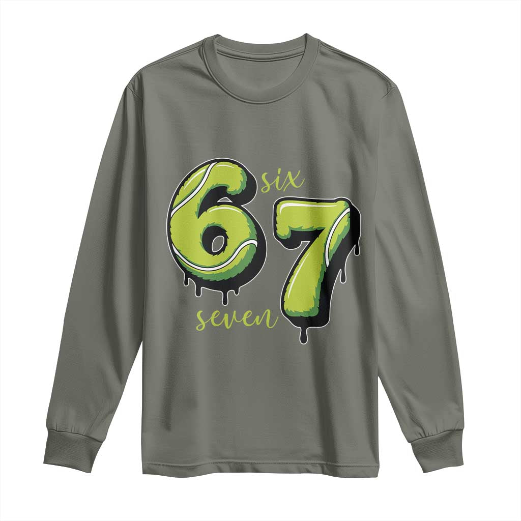 Six Seven Meme Tennis Lover Long Sleeve Shirt Gen Alpha Slang Gift - Wonder Print Shop