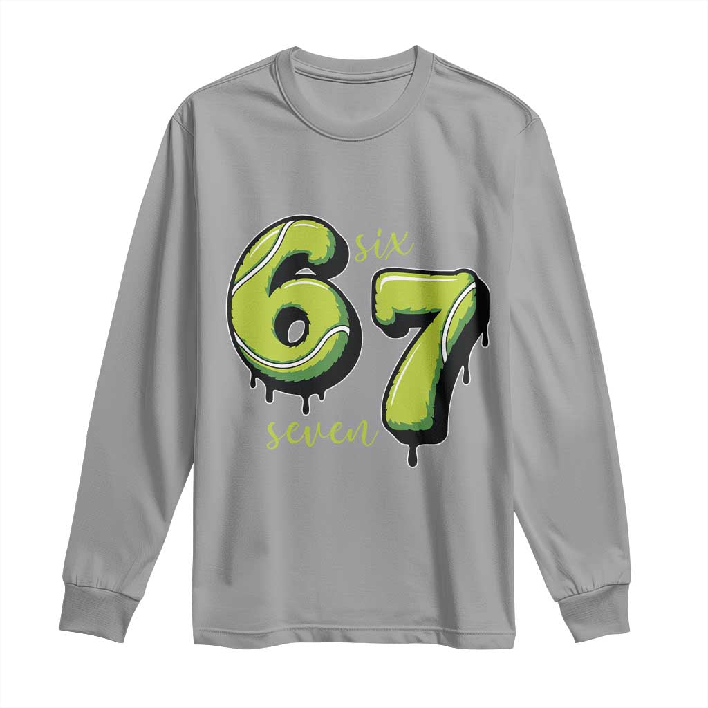 Six Seven Meme Tennis Lover Long Sleeve Shirt Gen Alpha Slang Gift - Wonder Print Shop
