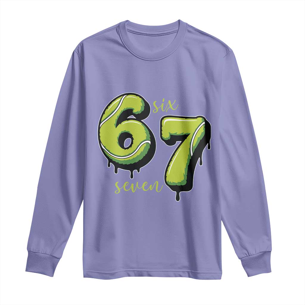 Six Seven Meme Tennis Lover Long Sleeve Shirt Gen Alpha Slang Gift - Wonder Print Shop