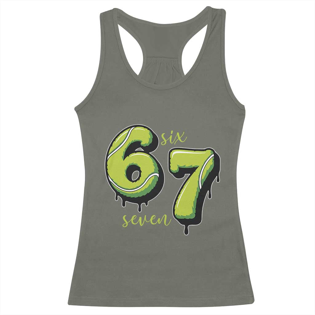 Six Seven Meme Tennis Lover Racerback Tank Top Gen Alpha Slang Gift - Wonder Print Shop