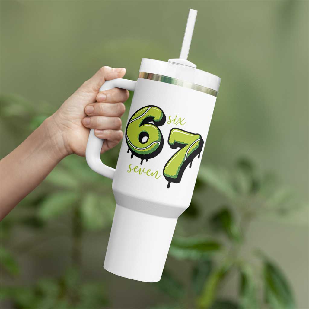 Six Seven Meme Tennis Lover Tumbler With Handle Gen Alpha Slang Gift - Wonder Print Shop