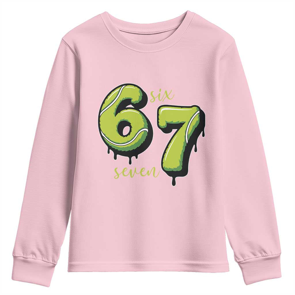 Six Seven Meme Tennis Lover Youth Sweatshirt Gen Alpha Slang Gift - Wonder Print Shop