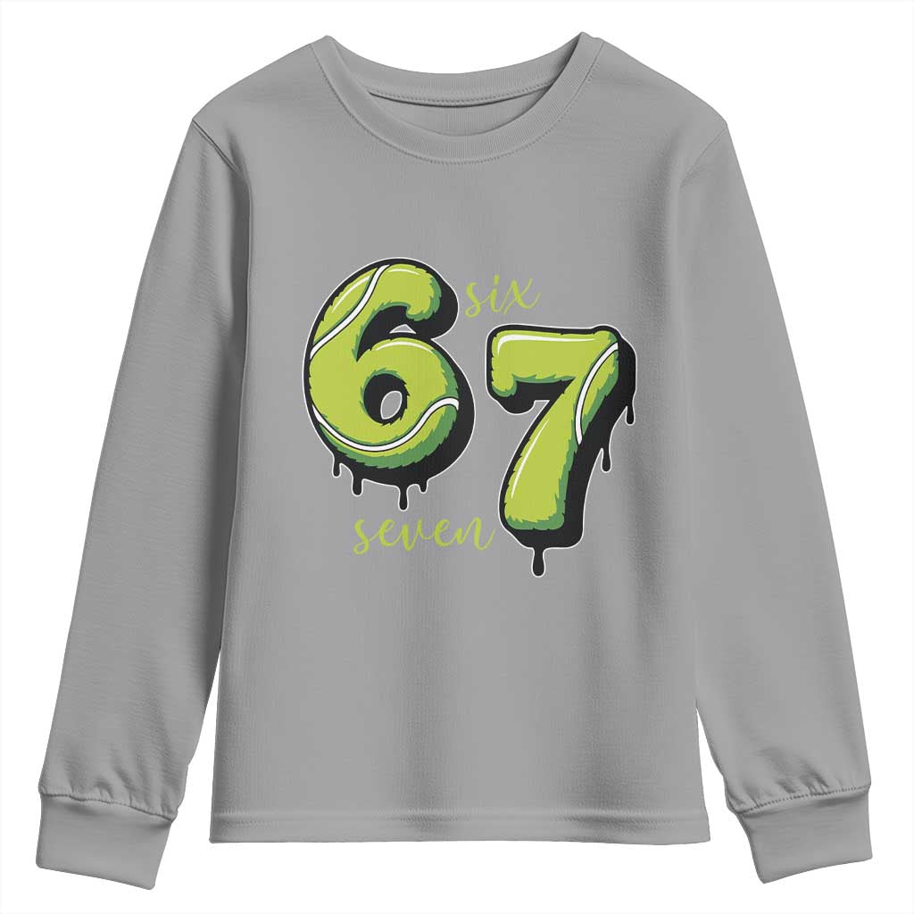 Six Seven Meme Tennis Lover Youth Sweatshirt Gen Alpha Slang Gift - Wonder Print Shop