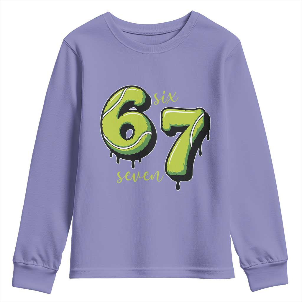 Six Seven Meme Tennis Lover Youth Sweatshirt Gen Alpha Slang Gift - Wonder Print Shop