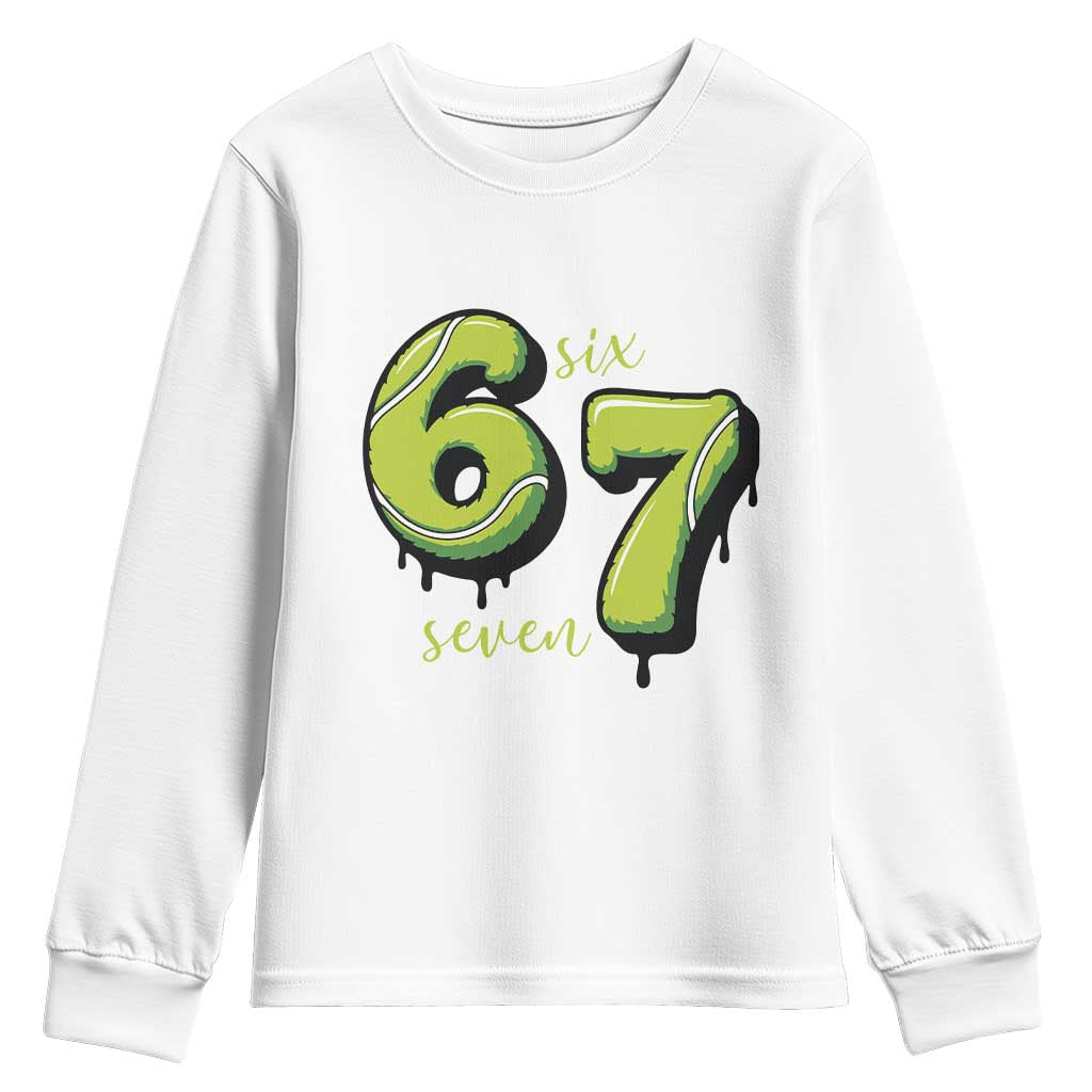 Six Seven Meme Tennis Lover Youth Sweatshirt Gen Alpha Slang Gift - Wonder Print Shop