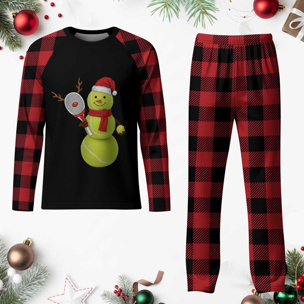 Funny Christmas Tennis Snowman Plaid Pajama Set Tennis Lover Gift - Wonder Print Shop