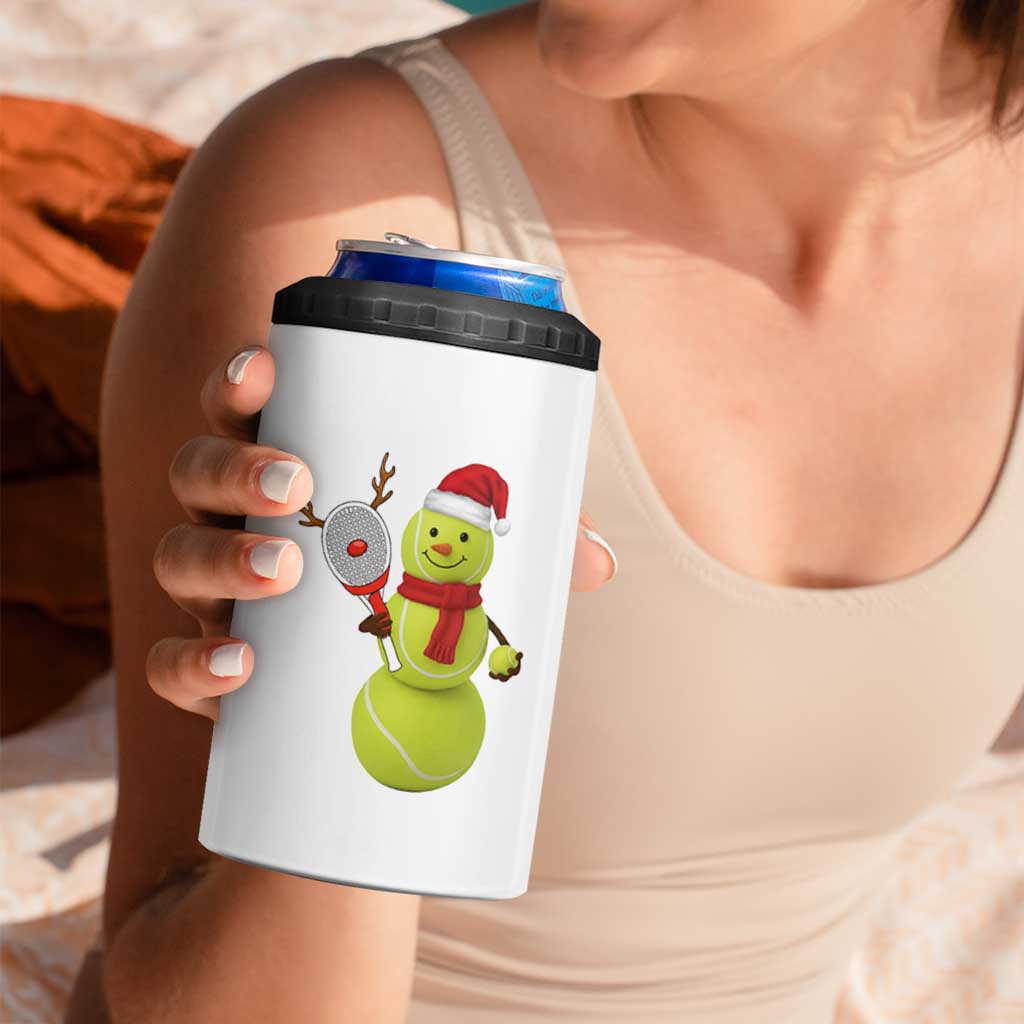 Funny Christmas Tennis Snowman 4 in 1 Can Cooler Tumbler Tennis Lover Gift - Wonder Print Shop
