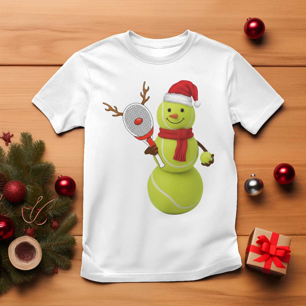 Funny Christmas Tennis Snowman T Shirt Tennis Lover Gift - Wonder Print Shop