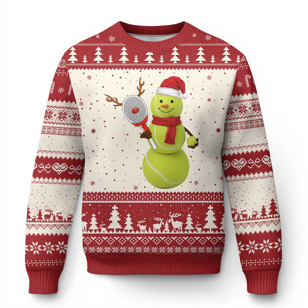 Funny Christmas Tennis Snowman Ugly Christmas Sweater Tennis Lover Gift - Wonder Print Shop