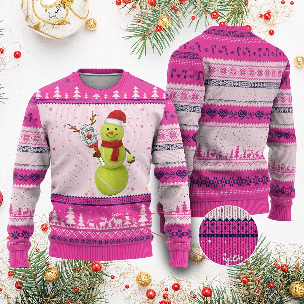 Funny Christmas Tennis Snowman Ugly Christmas Sweater Tennis Lover Gift - Wonder Print Shop