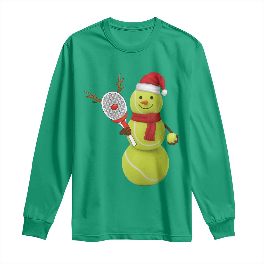 Funny Christmas Tennis Snowman Long Sleeve Shirt Tennis Lover Gift - Wonder Print Shop
