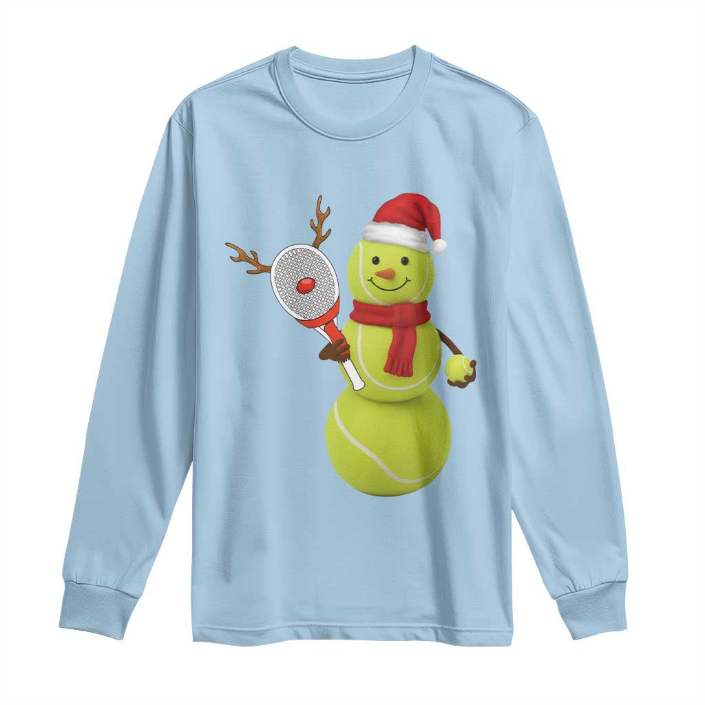 Funny Christmas Tennis Snowman Long Sleeve Shirt Tennis Lover Gift - Wonder Print Shop