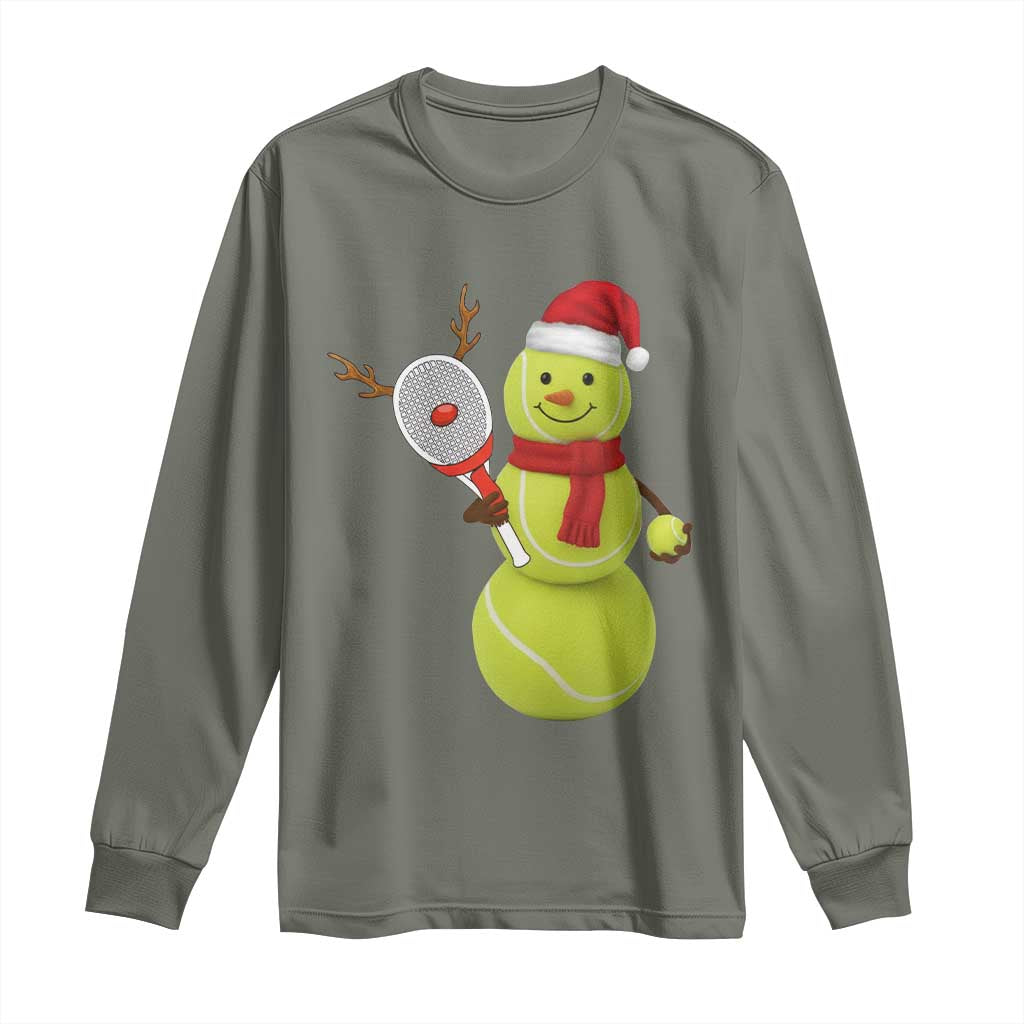 Funny Christmas Tennis Snowman Long Sleeve Shirt Tennis Lover Gift - Wonder Print Shop