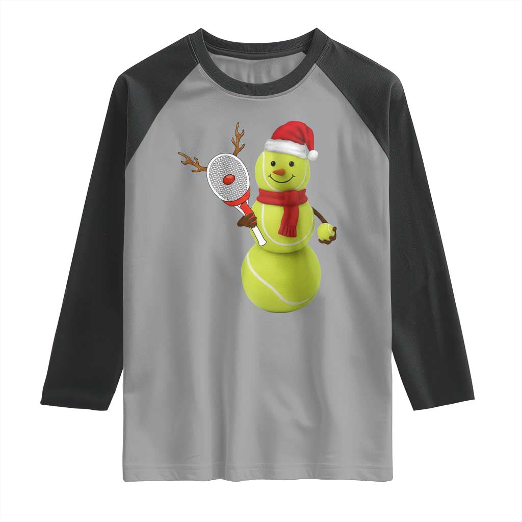 Funny Christmas Tennis Snowman Raglan Shirt Tennis Lover Gift - Wonder Print Shop